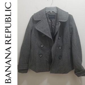 BANANA REPUBLIC - Grey Wool Pea Coat